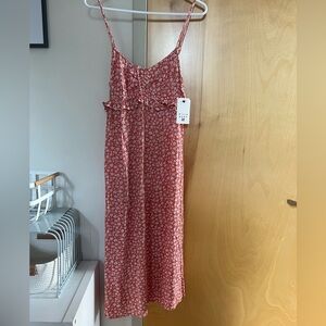 NWT Billabong Ruffle Floral Spaghetti Strap Midi Dress